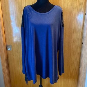 LANE BRYANT Navy Blue Sweater with Lace Back